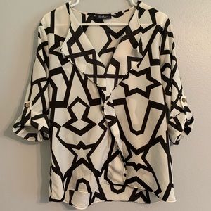 Wish Black & White Geometric Blouse